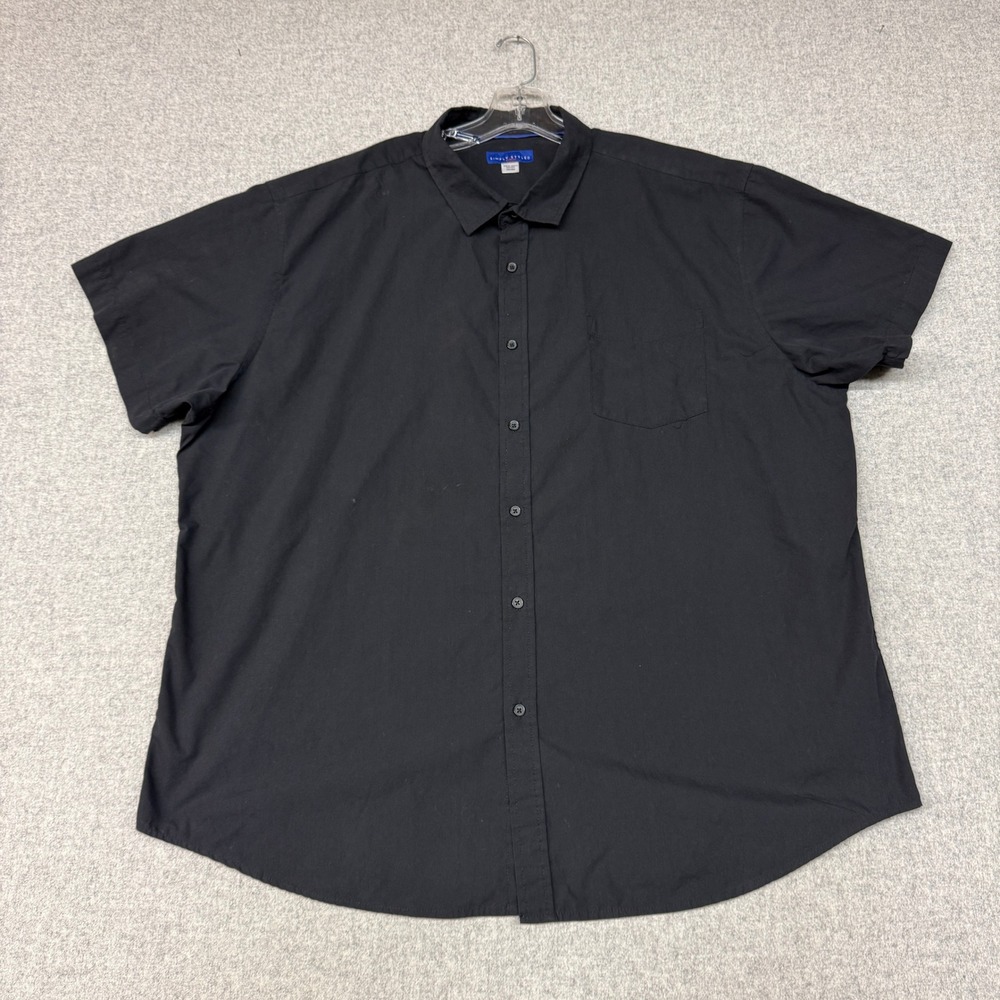 Simply Styled Button Down Shirt 3XL Black Short Sleeve Cotton Casual Top Pocket